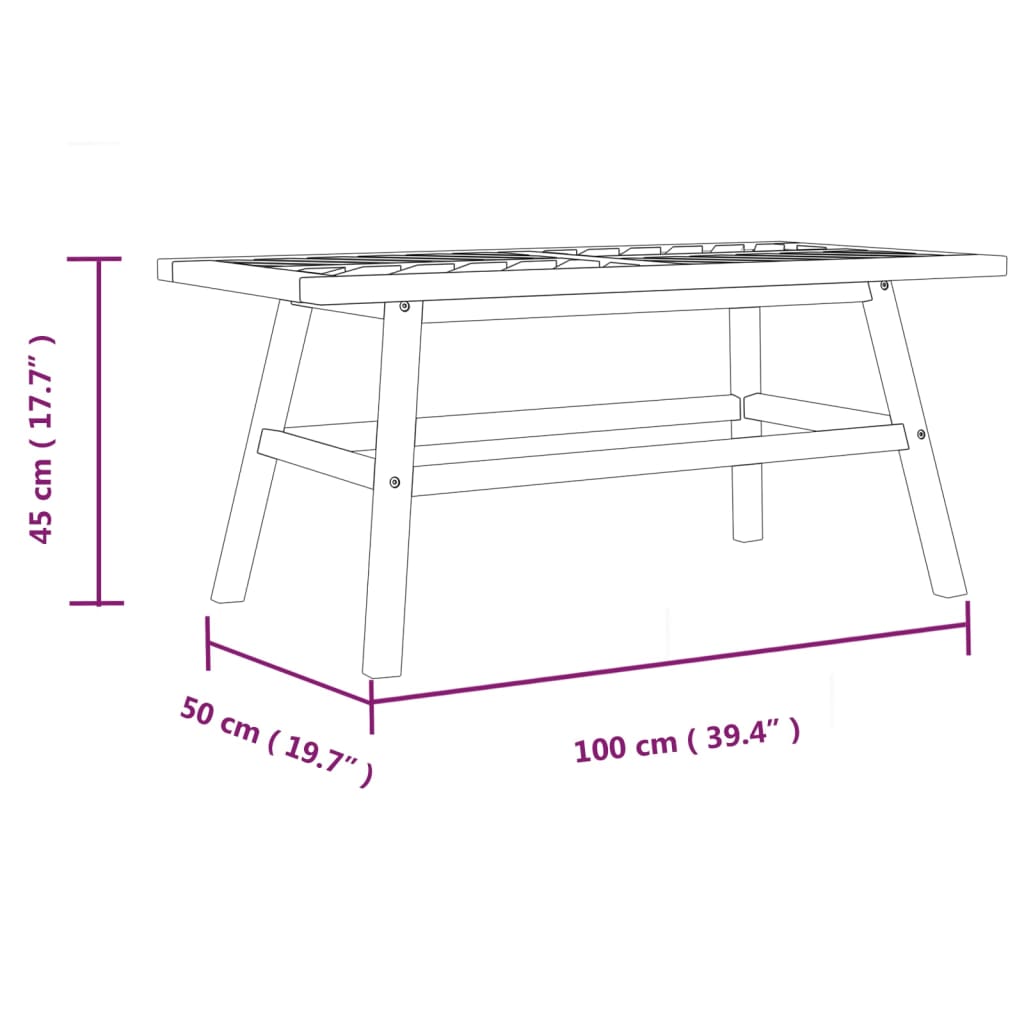 vidaXL Table basse 100x50x45 cm bois massif d'acacia