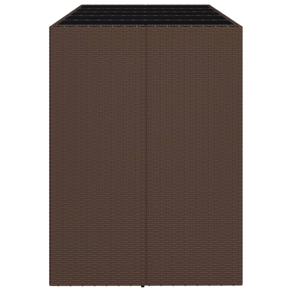 vidaXL Table de bar et dessus en verre marron 185x80x110 cm poly rotin