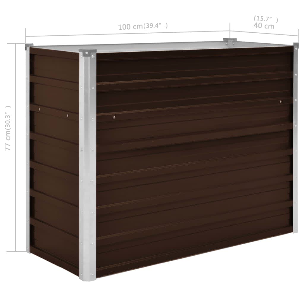 vidaXL Lit surélevé de jardin Marron 100x40x77 cm Acier galvanisé