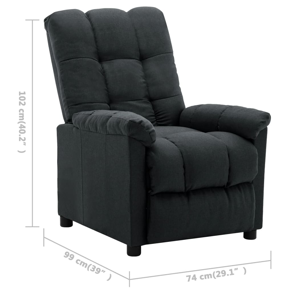 vidaXL Fauteuil inclinable électrique gris foncé tissu