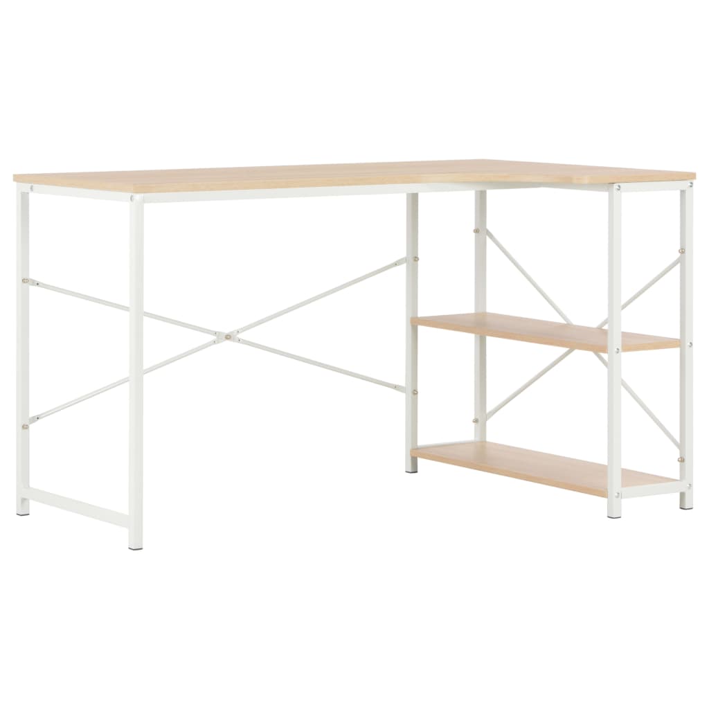 vidaXL Bureau d'ordinateur Blanc et chêne 120 x 72 x 70 cm