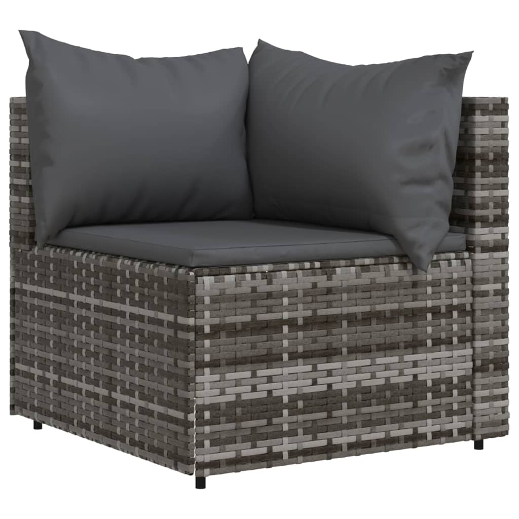 vidaXL Salon de jardin 3 pcs avec coussins Gris Résine tressée