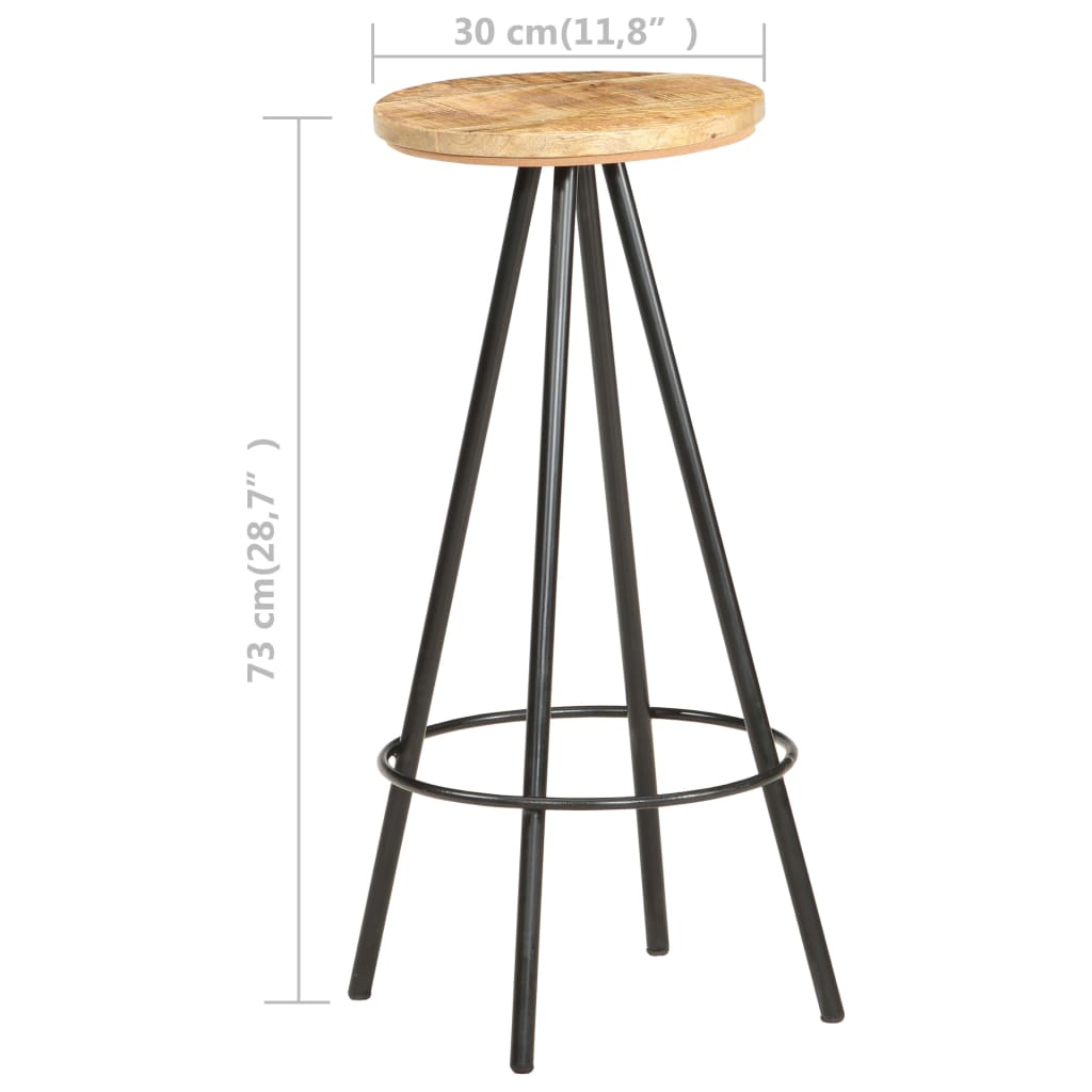 vidaXL Tabourets de bar lot de 2 bois de manguier brut