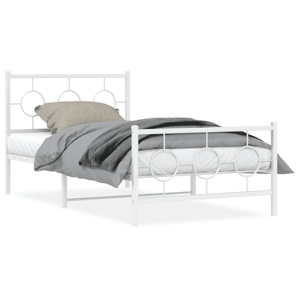 vidaXL Cadre de lit métal sans matelas et pied de lit blanc 100x200 cm