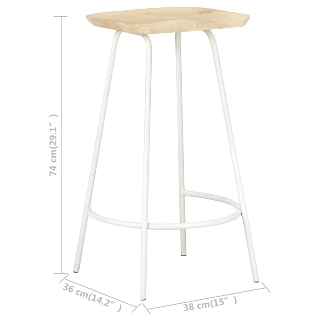 vidaXL Tabourets de bar lot de 2 bois de manguier massif