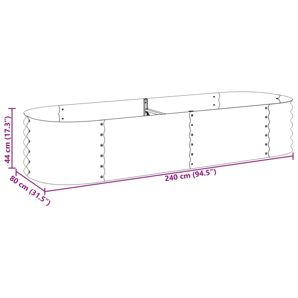 vidaXL Lit surélevé de jardin 240x80x44 cm Acier galvanisé Argenté