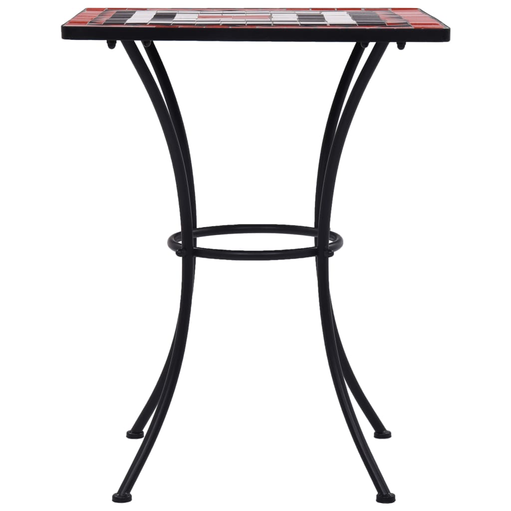 vidaXL Table de bistro mosaïque Terre cuite et blanc 60 cm Céramique