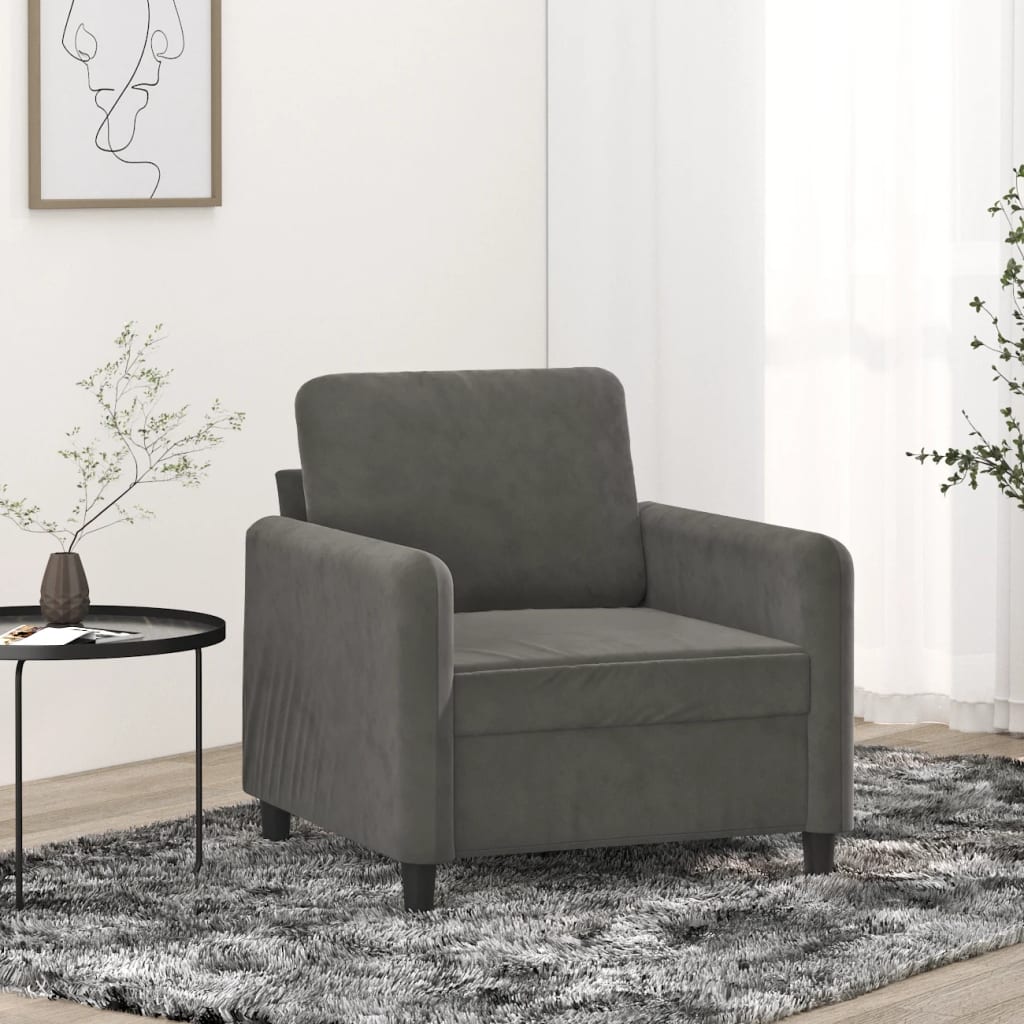 vidaXL Fauteuil Gris foncé 60 cm Velours