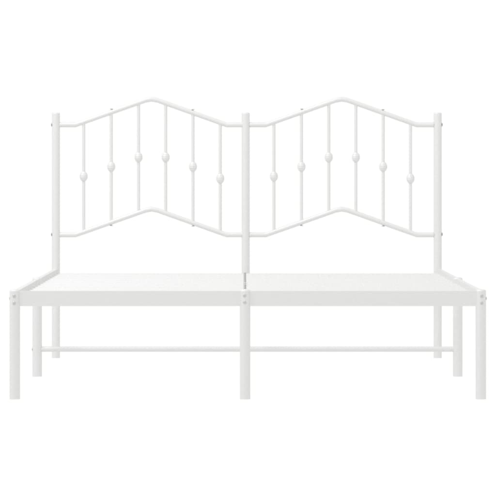 vidaXL Cadre de lit métal avec tête de lit blanc 135x190 cm