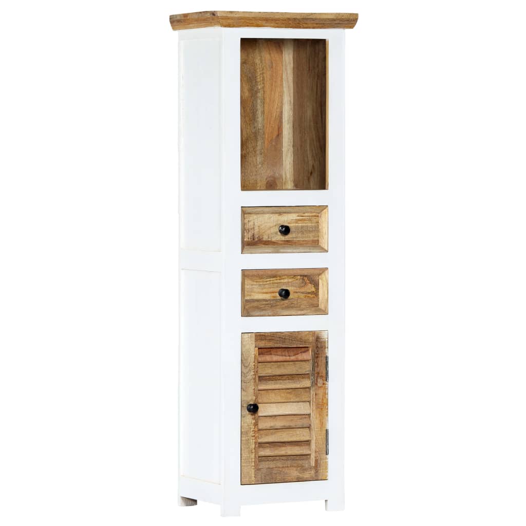 vidaXL Buffet Blanc et marron 40x30x128cm Bois de manguier solide brut