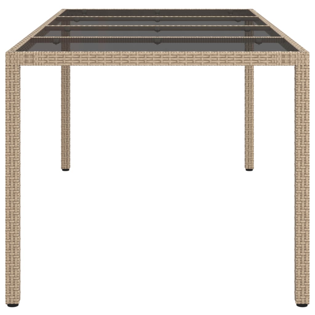 vidaXL Table de jardin Beige 190x90x75 cm Verre trempé/résine tressée