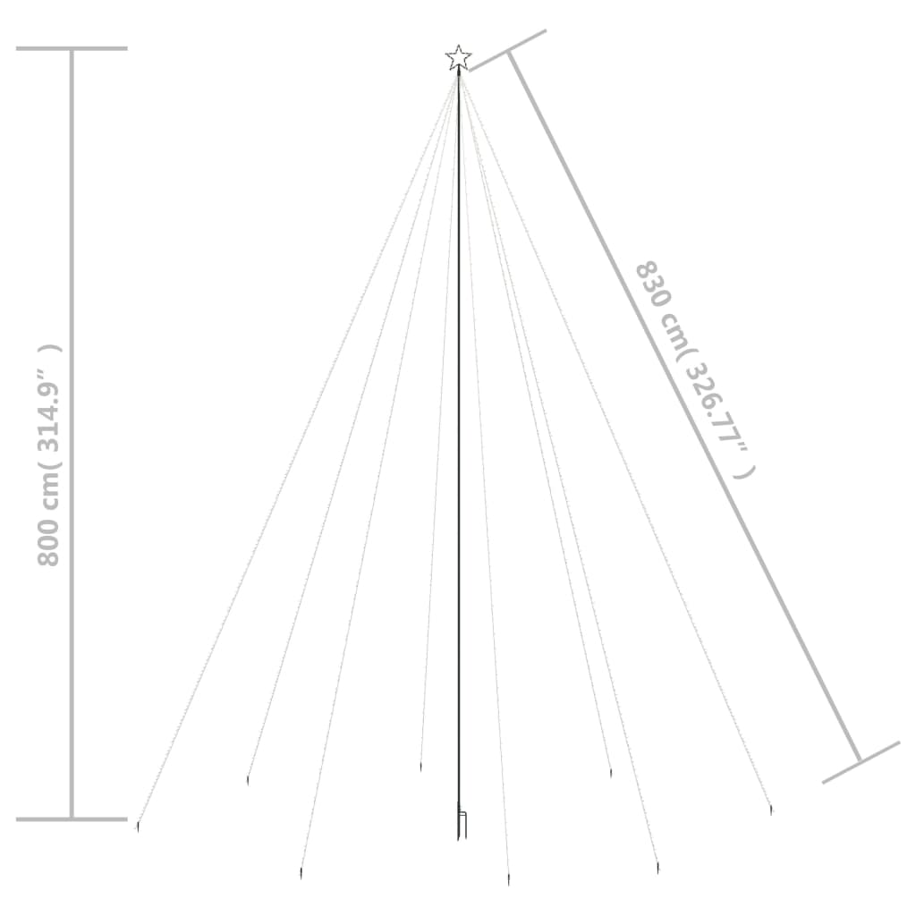 vidaXL Lumières d'arbre de Noël int/ext 1300 LED blanc froid 8 m