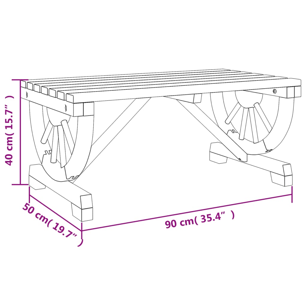 vidaXL Table basse de jardin 90x50x40 cm bois de sapin massif