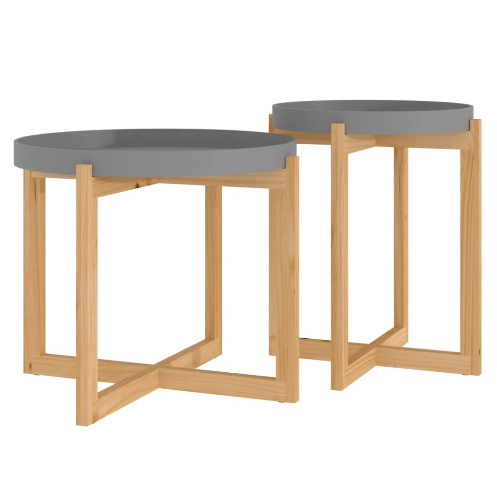 vidaXL Tables basses 2 pcs Gris Bois d'ingénierie et pin massif