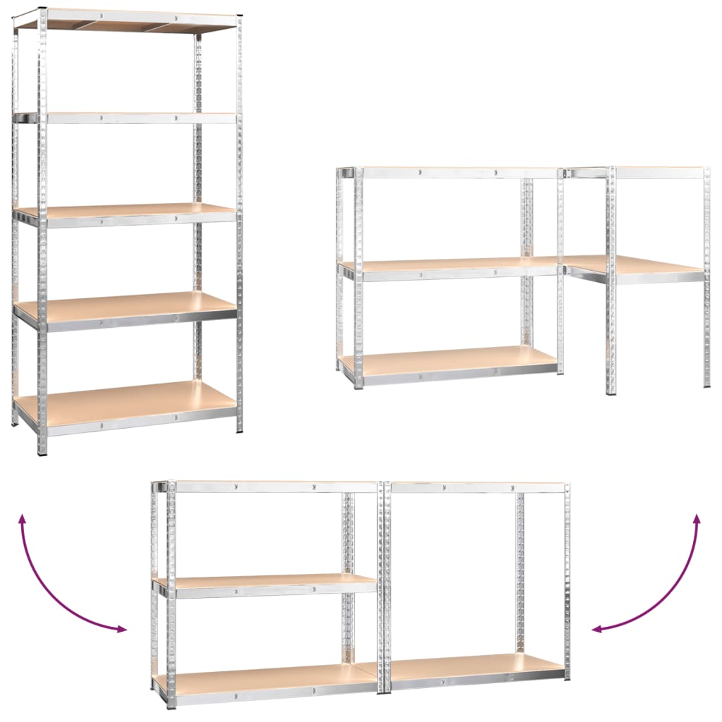 vidaXL Étagère de rangement 5 niveaux Argenté Acier et bois ingénierie