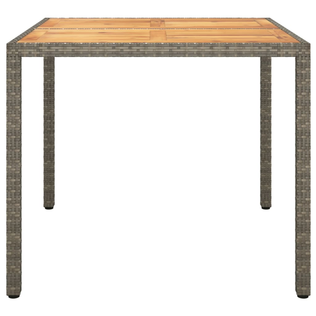 vidaXL Table de jardin 90x90x75cm Résine tressée et bois d'acacia Gris