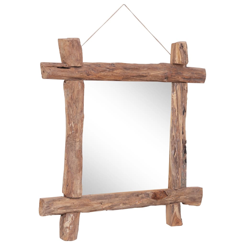 vidaXL Miroir à bûches Naturel 70x70 cm Bois de récupération massif