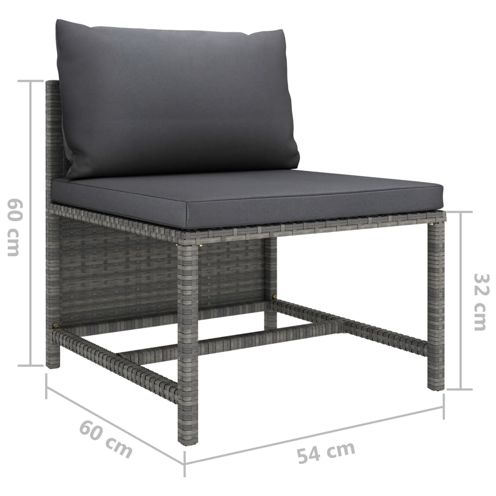 vidaXL Salon de jardin 3 pcs avec coussins Résine tressée Gris