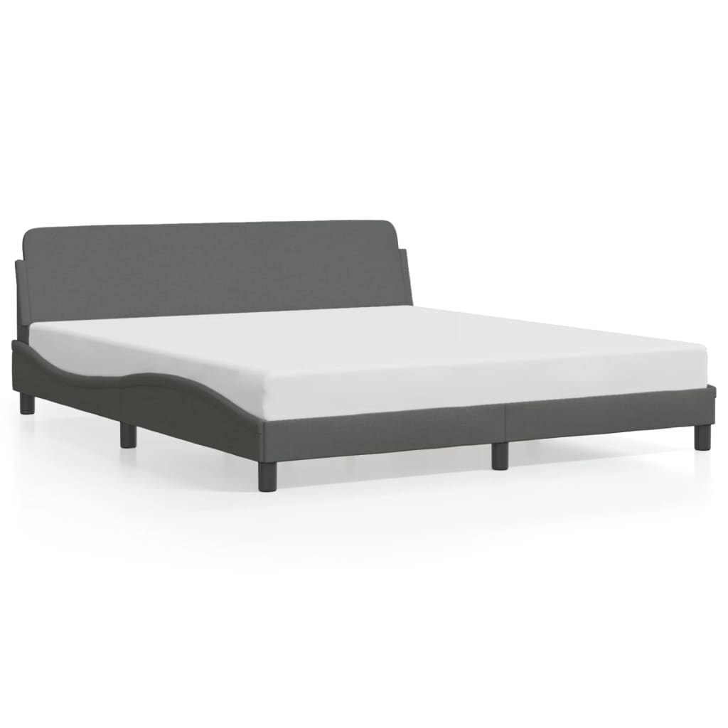 vidaXL Cadre de lit avec tête de lit gris foncé 152x203 cm tissu