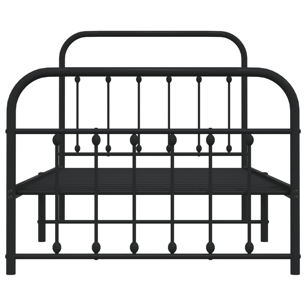 vidaXL Cadre de lit métal sans matelas avec pied de lit noir 100x190cm