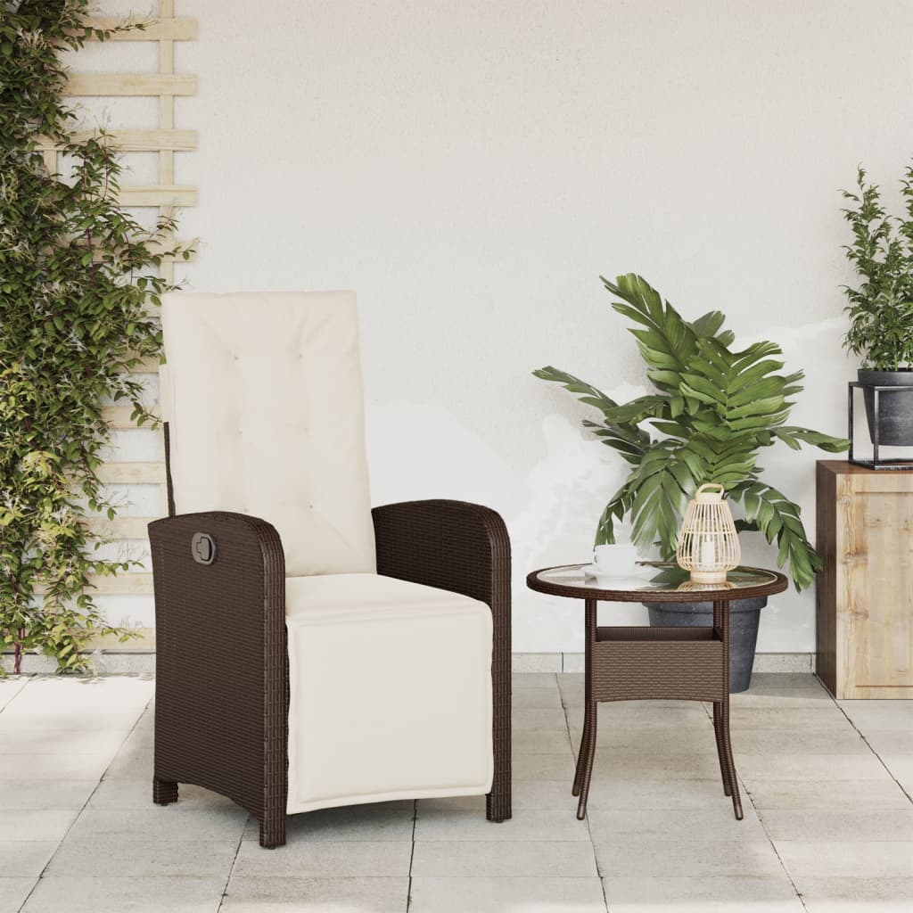 vidaXL Chaise inclinable de jardin repose-pied marron résine tressée