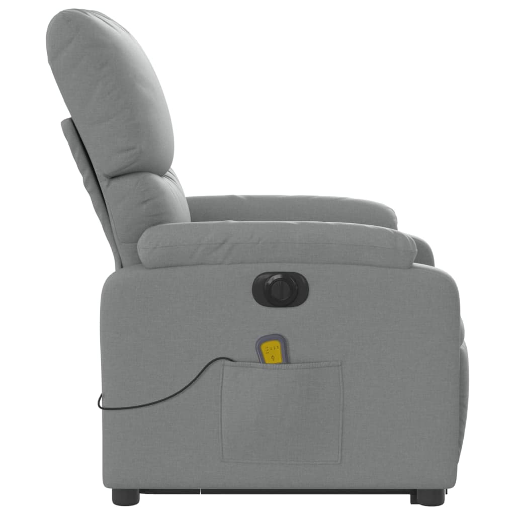 vidaXL Fauteuil inclinable de massage électrique gris clair tissu