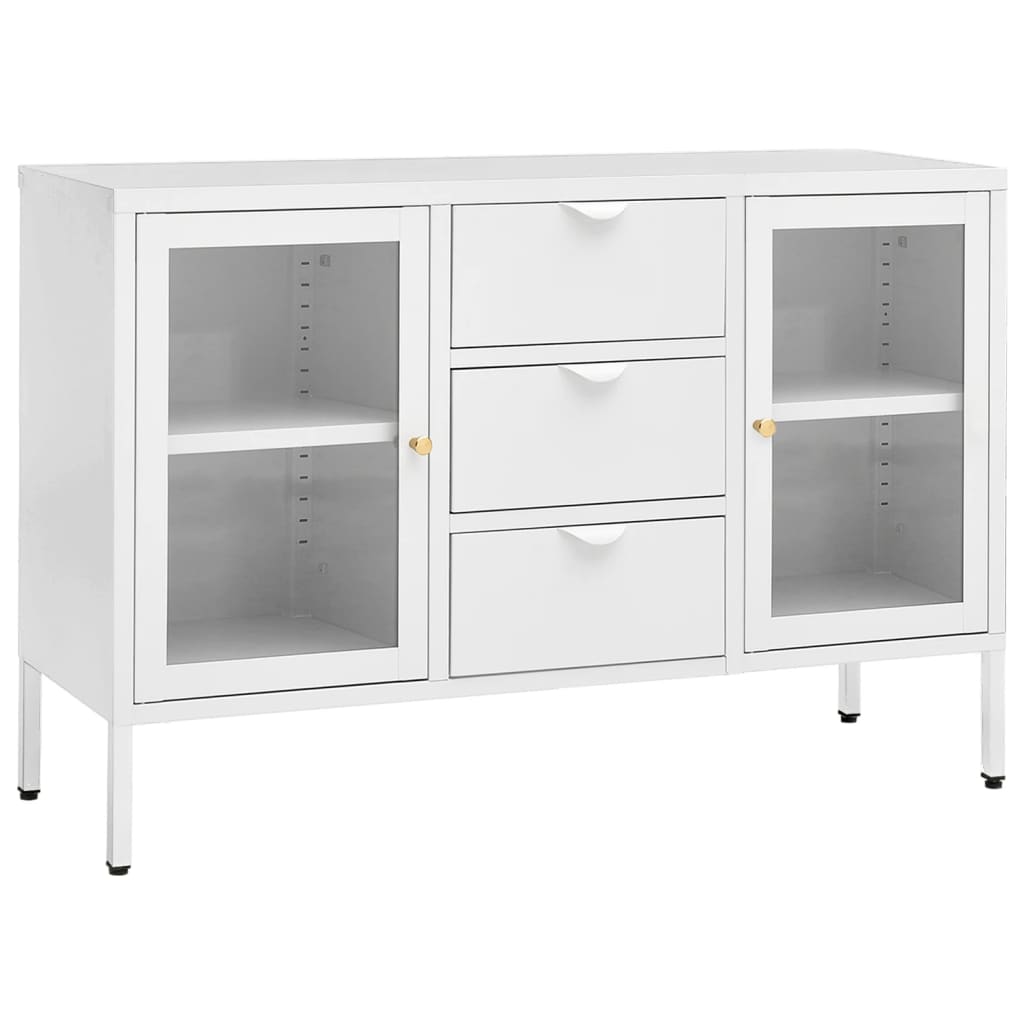 vidaXL Buffet Blanc 105x35x70 cm Acier et verre trempé