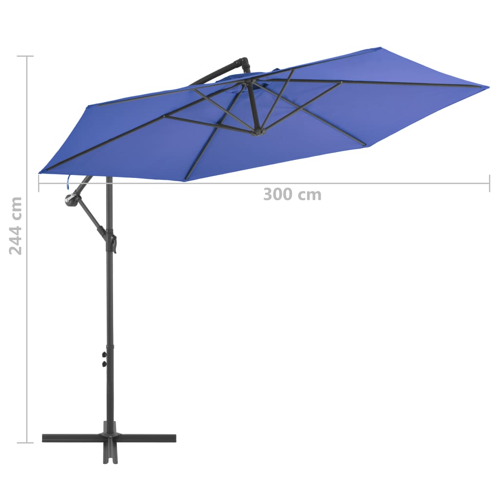 vidaXL Parasol de jardin en porte-à-faux avec mât en aluminium bleu