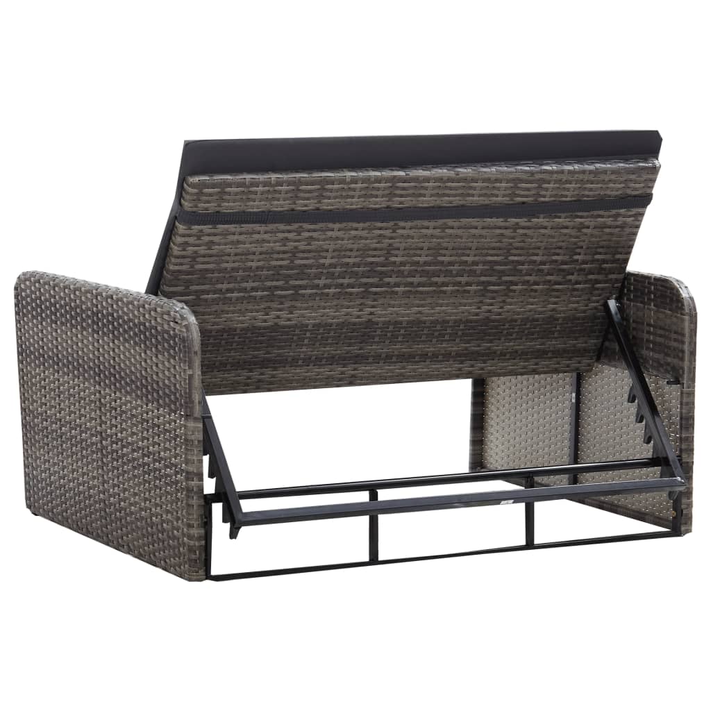 vidaXL Salon de jardin 2 pcs avec coussins Résine tressée Gris