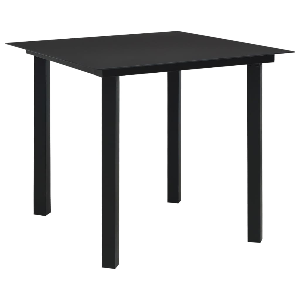 vidaXL Table à dîner de jardin Noir 80x80x74 cm Acier et verre