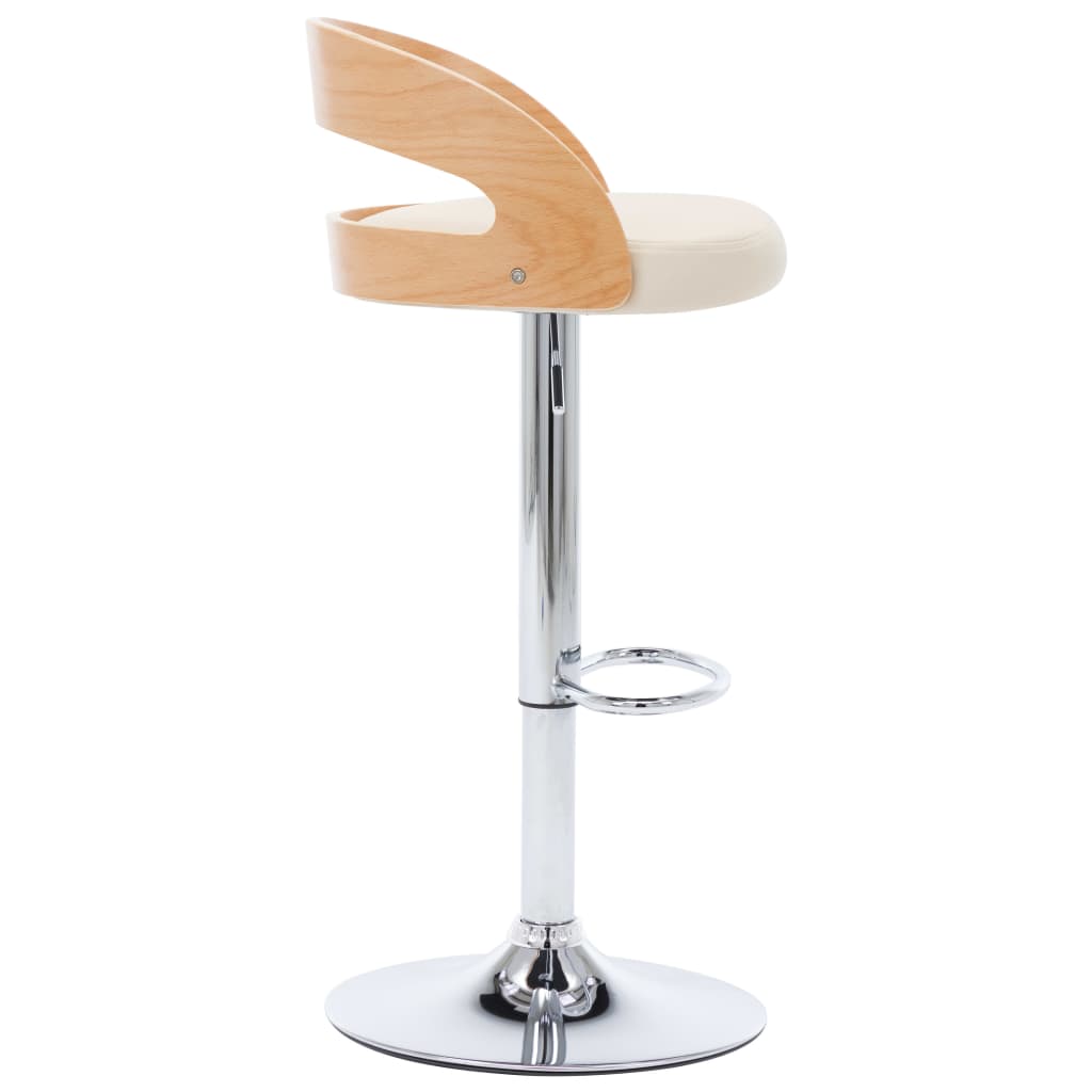 vidaXL Tabourets de bar lot de 2 crème similicuir et bois courbé