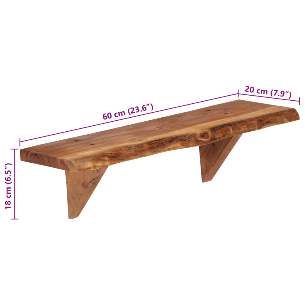 vidaXL Étagères murales 2 pcs 60x20x18 cm Bois d'acacia massif