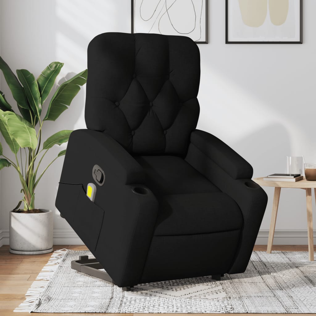 vidaXL Fauteuil inclinable de massage noir tissu