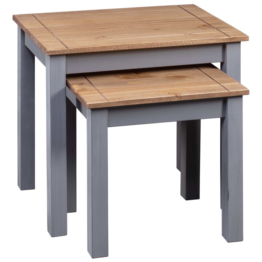 vidaXL Tables gigognes 2pcs Gris Bois de pin massif Assortiment Panama