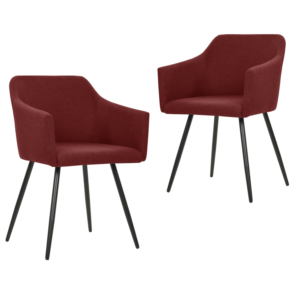 vidaXL Chaises à manger lot de 2 rouge bordeaux tissu