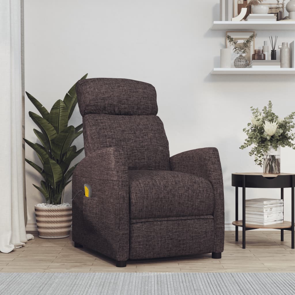 vidaXL Fauteuil de massage Marron foncé Tissu