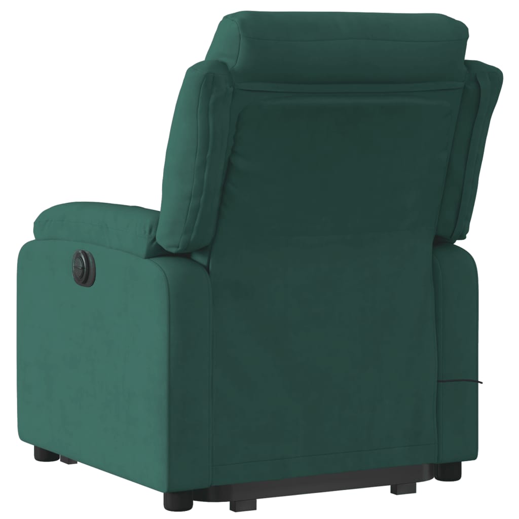 vidaXL Fauteuil inclinable de massage électrique vert foncé velours