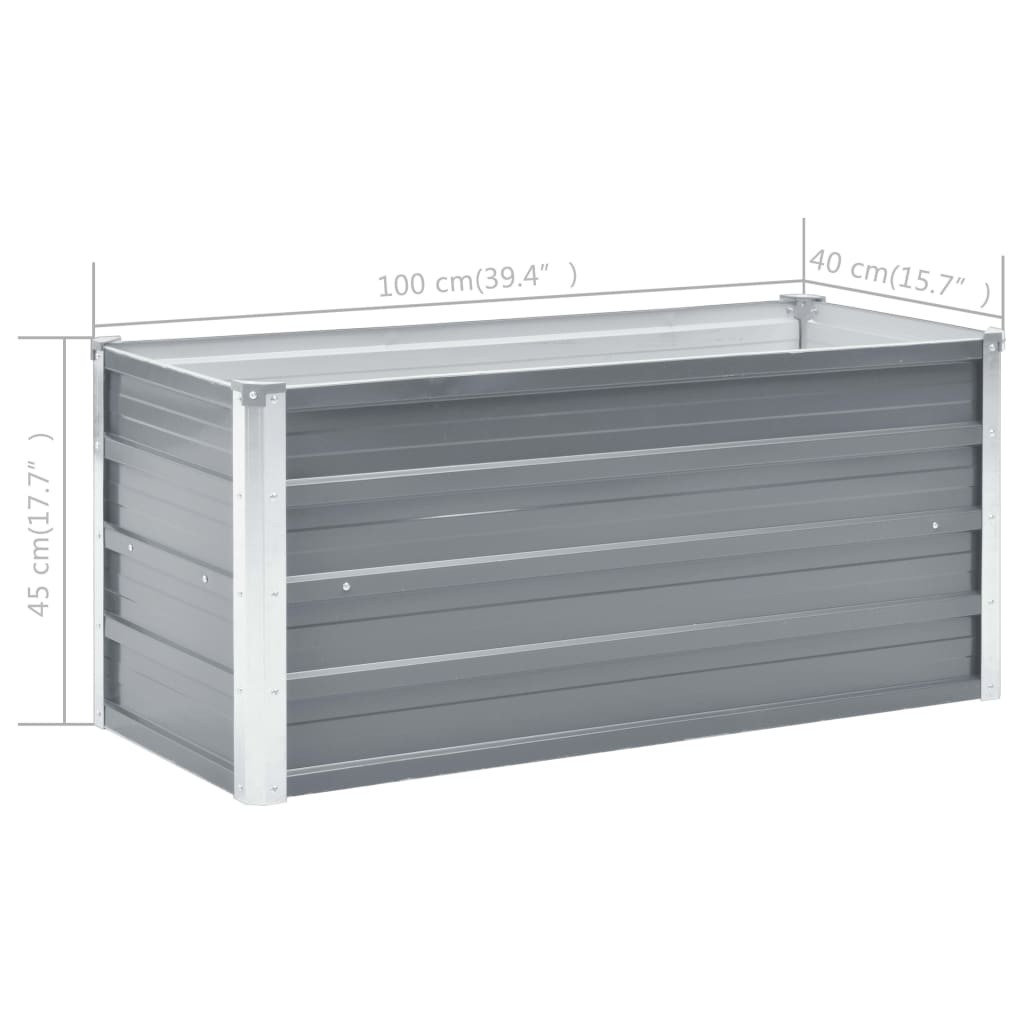 vidaXL Lit surélevé de jardin Acier galvanisé 100x40x45 cm Gris