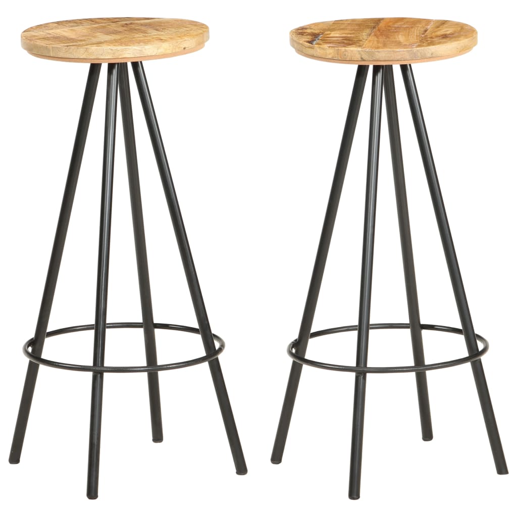 vidaXL Tabourets de bar lot de 2 bois de manguier brut