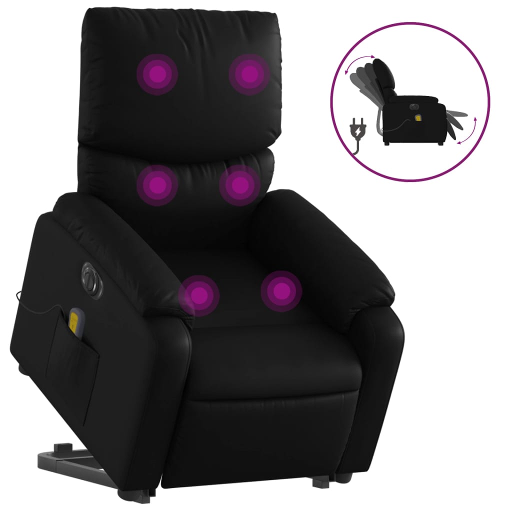 vidaXL Fauteuil inclinable de massage électrique noir similicuir