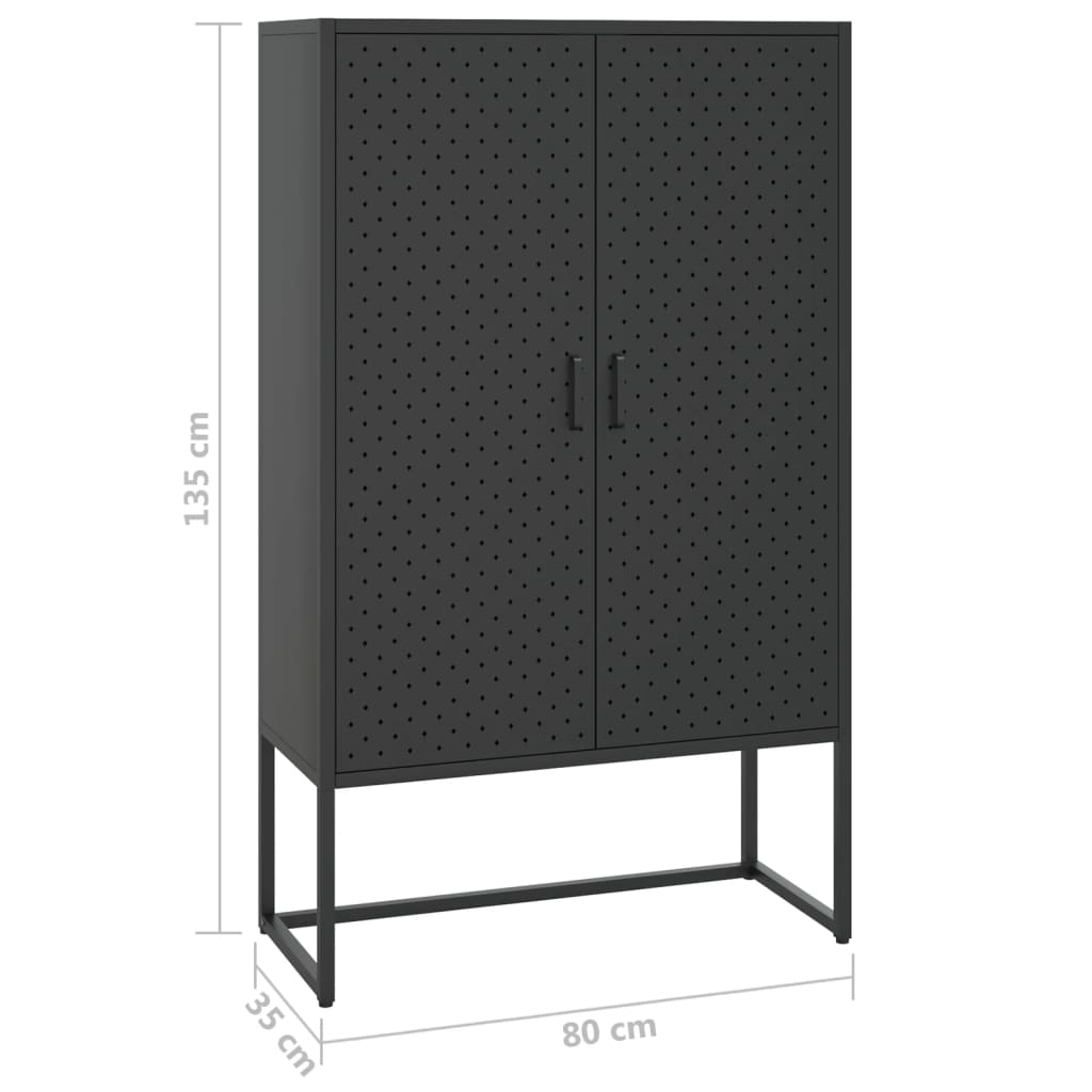 vidaXL Buffet haut Noir 80x35x135 cm Acier