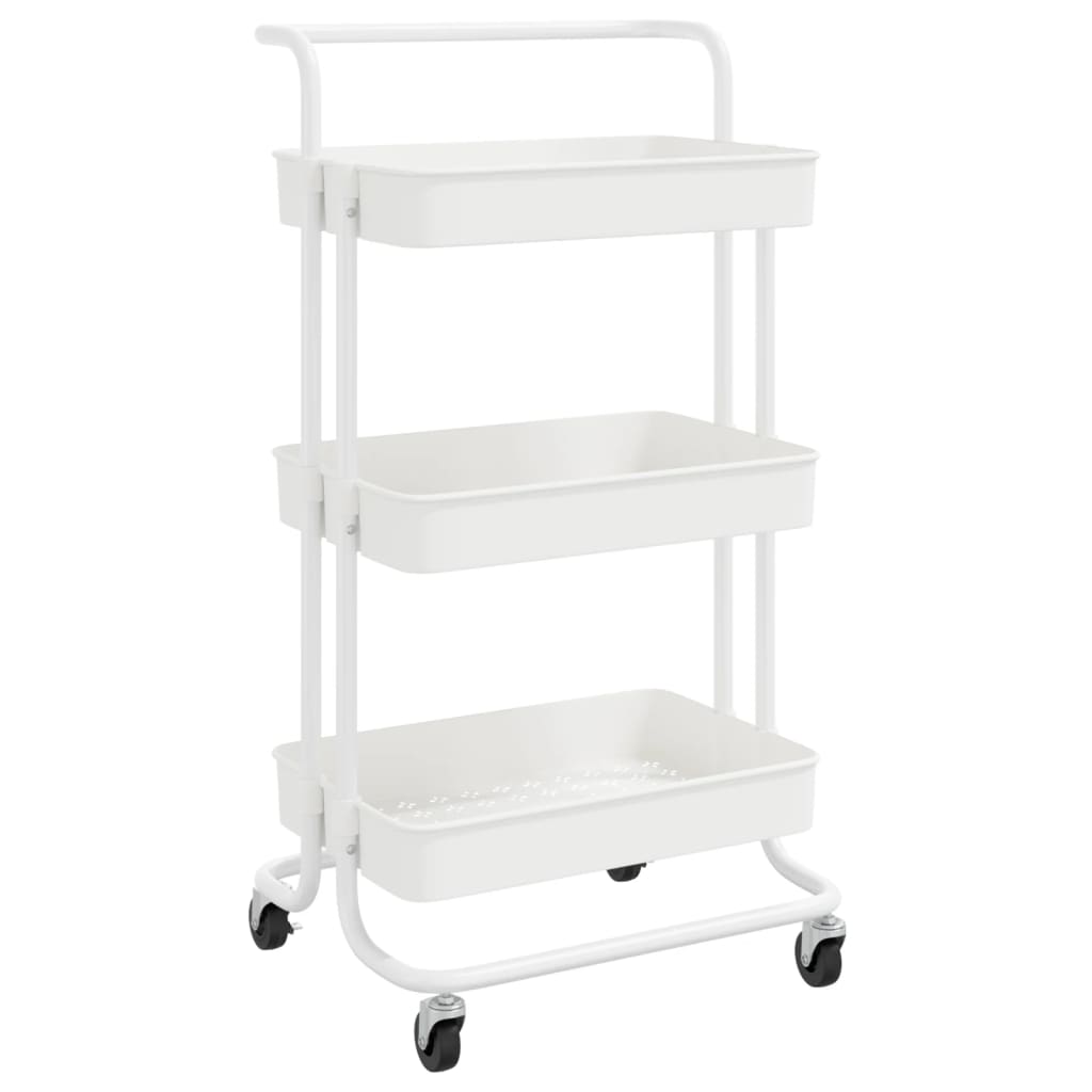 vidaXL Chariot de cuisine 3 niveaux Blanc 42x35x85 cm Fer et ABS