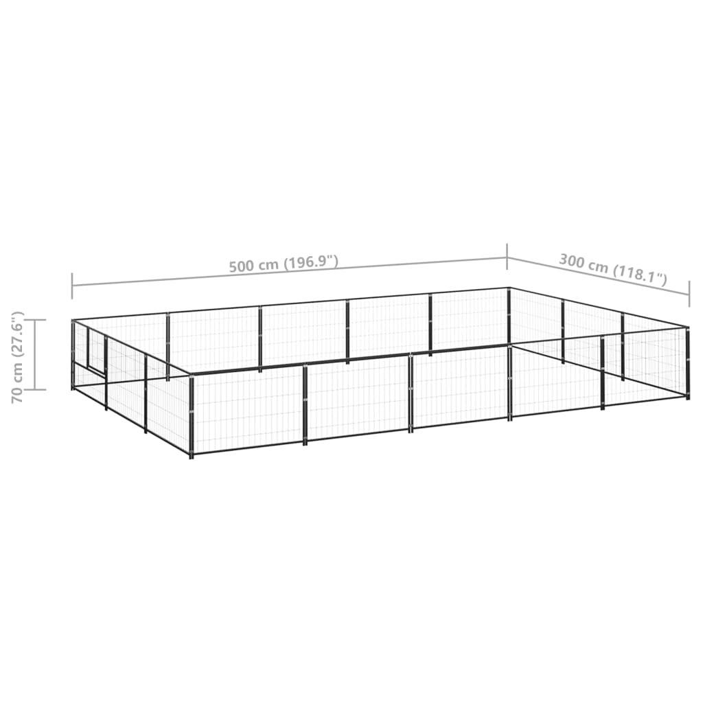 vidaXL Chenil Noir 15 m² Acier