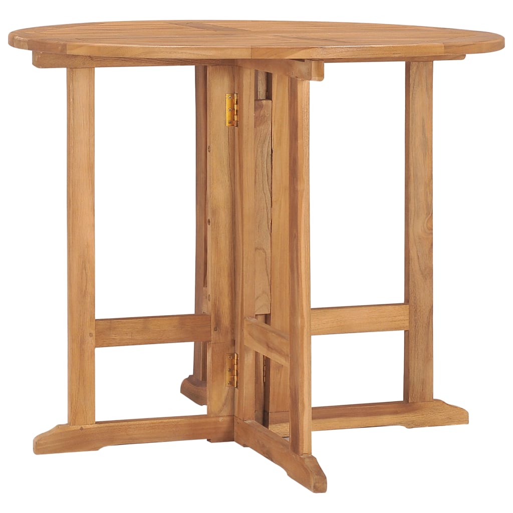 vidaXL Table à dîner pliable de jardin Ø90x75 cm Bois de teck solide