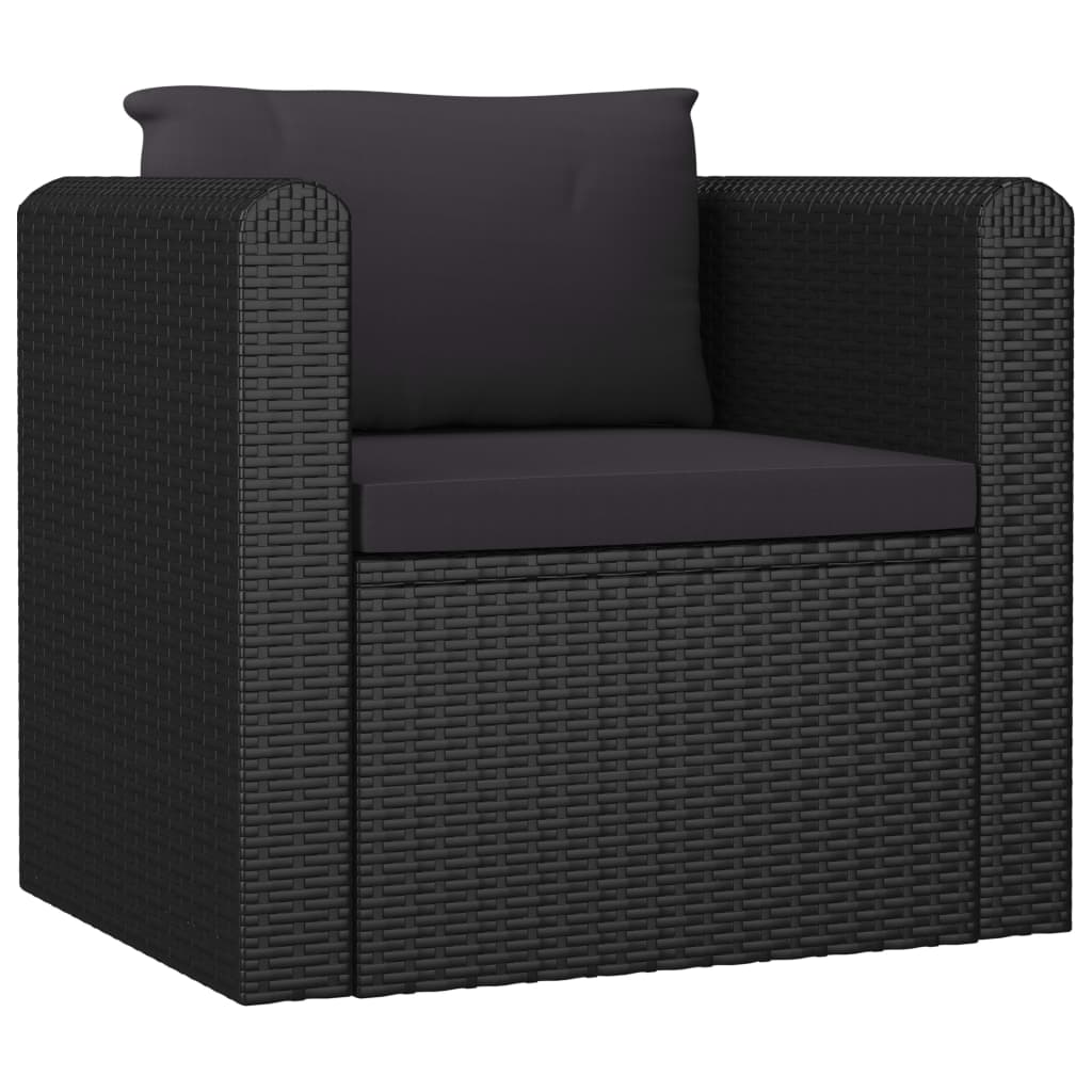 vidaXL Salon de jardin 7 pcs avec coussins Résine tressée Noir