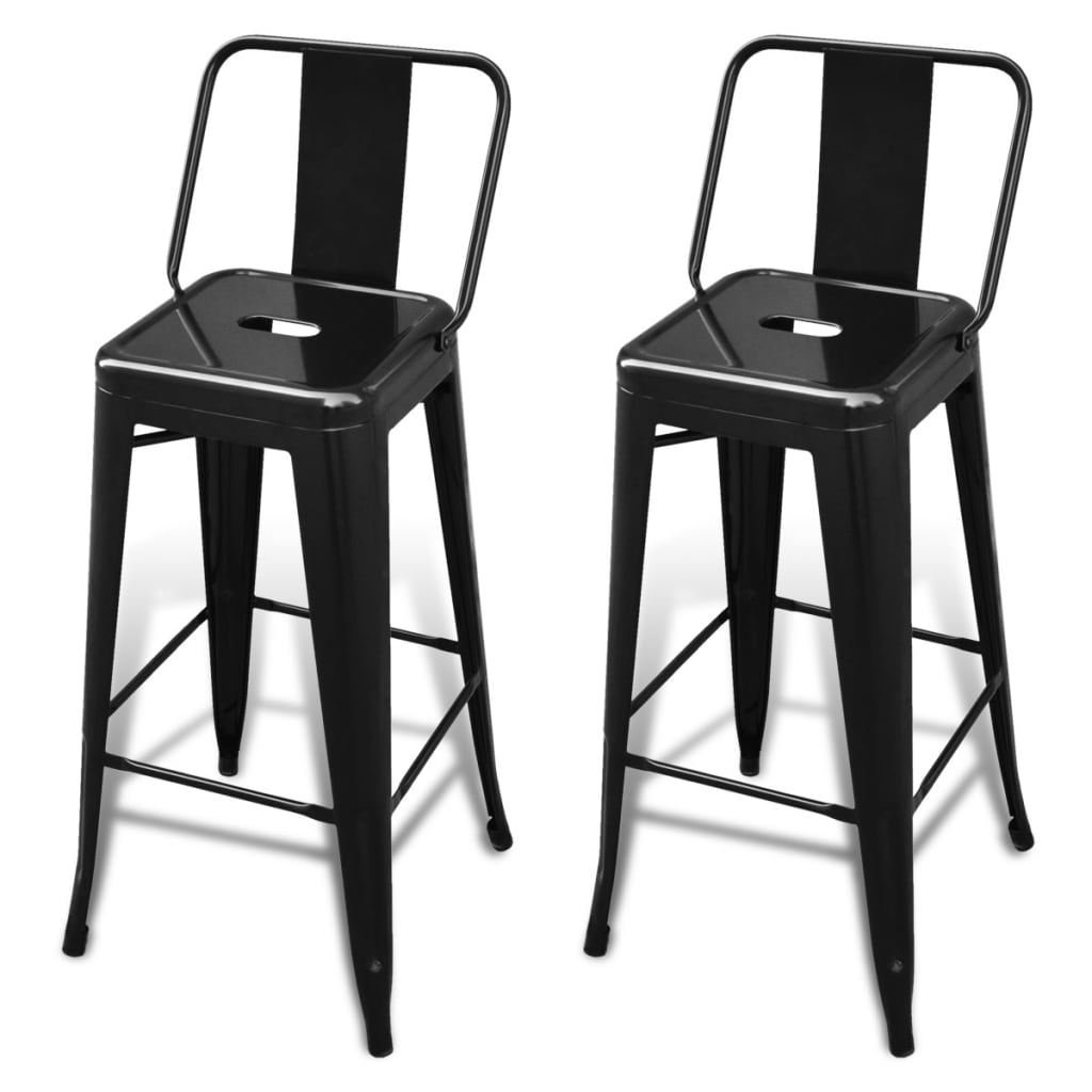 vidaXL Tabourets de bar lot de 2 noir acier