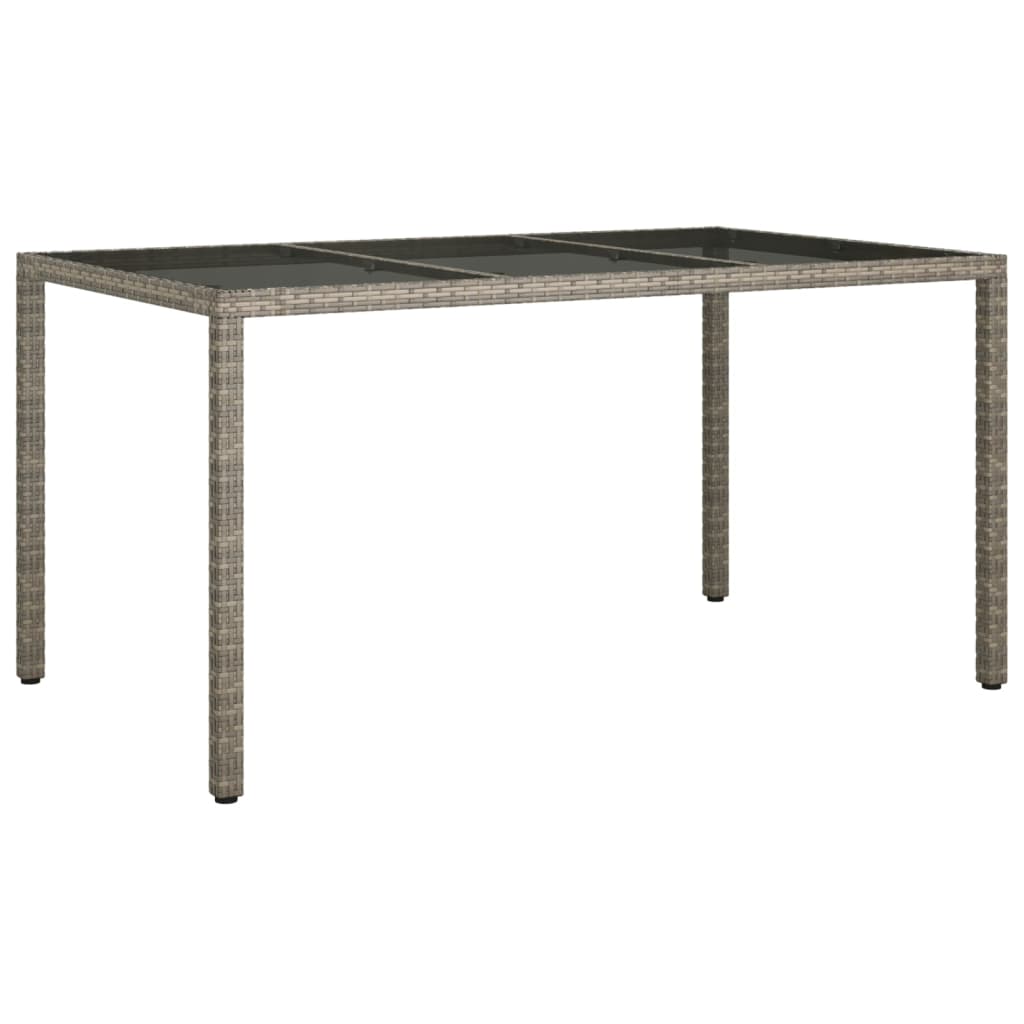 vidaXL Table de jardin 150x90x75 cm Verre trempé et poly rotin Gris