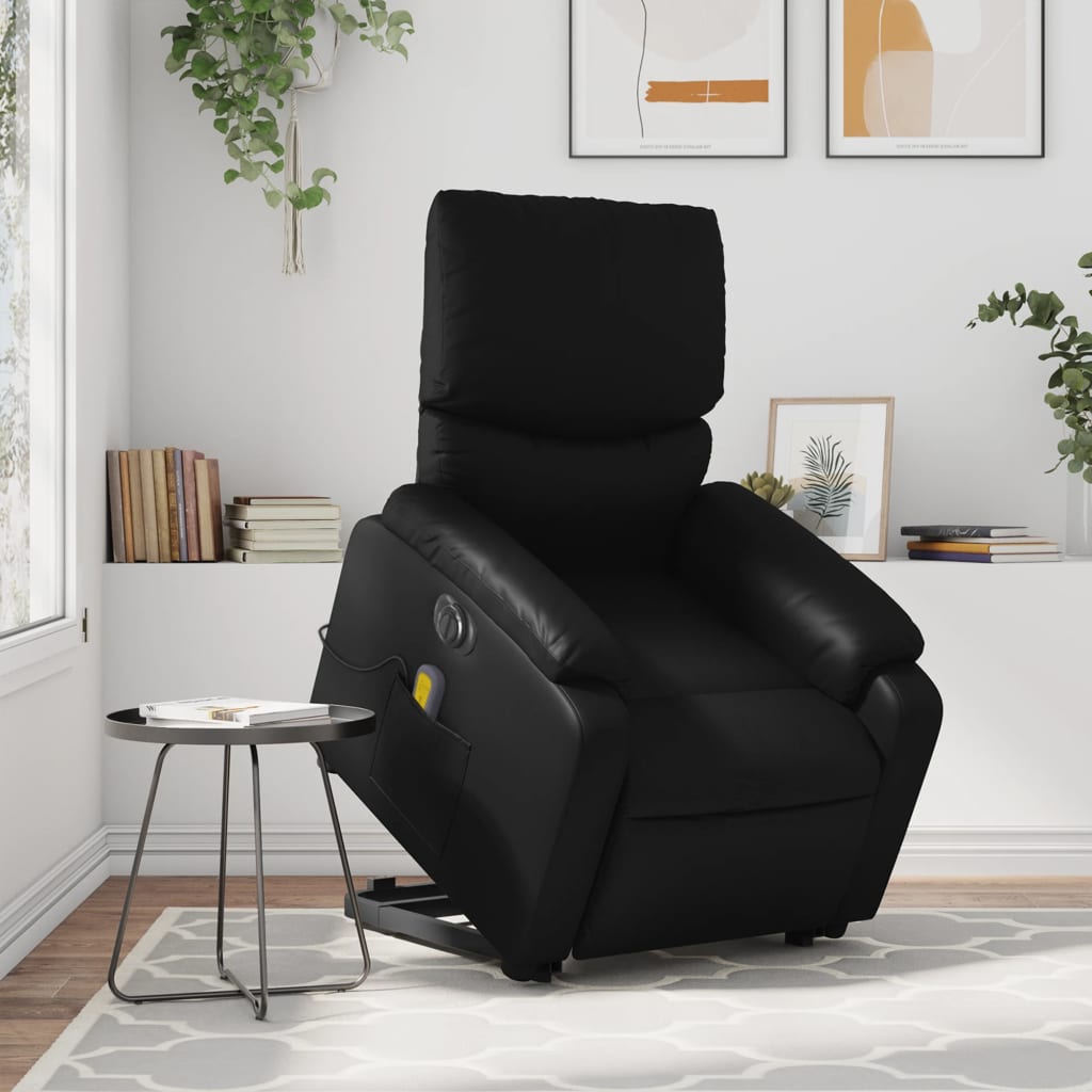 vidaXL Fauteuil inclinable de massage électrique noir similicuir