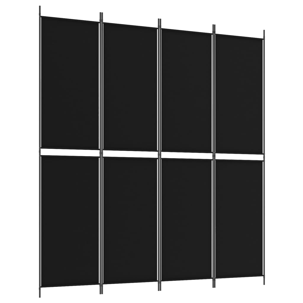 vidaXL Cloison de séparation 4 panneaux Noir 200x220 cm Tissu