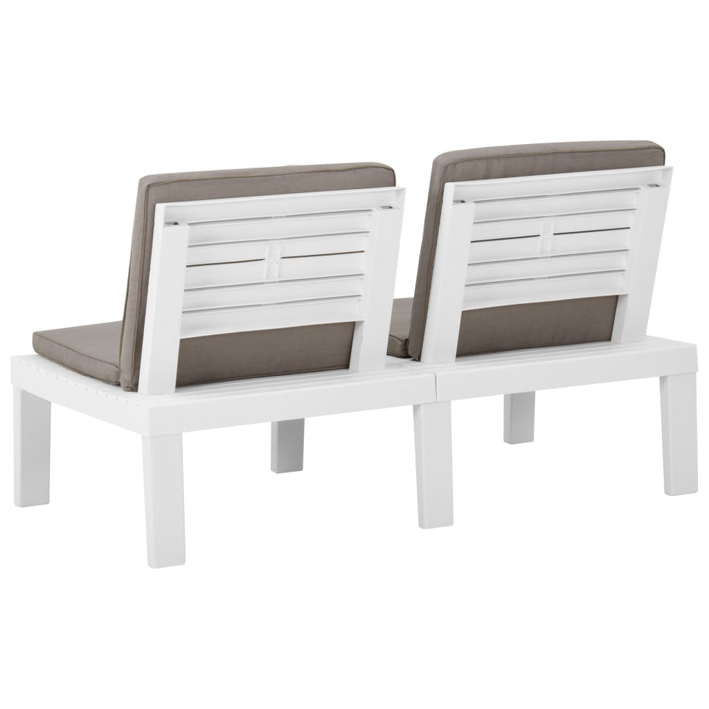 vidaXL Salon de jardin 2 pcs avec coussins Plastique Blanc